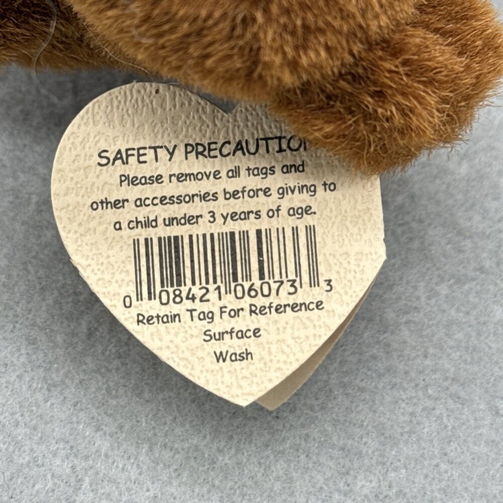 Casanova Brown Bear Attic Treasures Plushie White Sweater Heart TY 1993 Posable - Picture 6 of 8